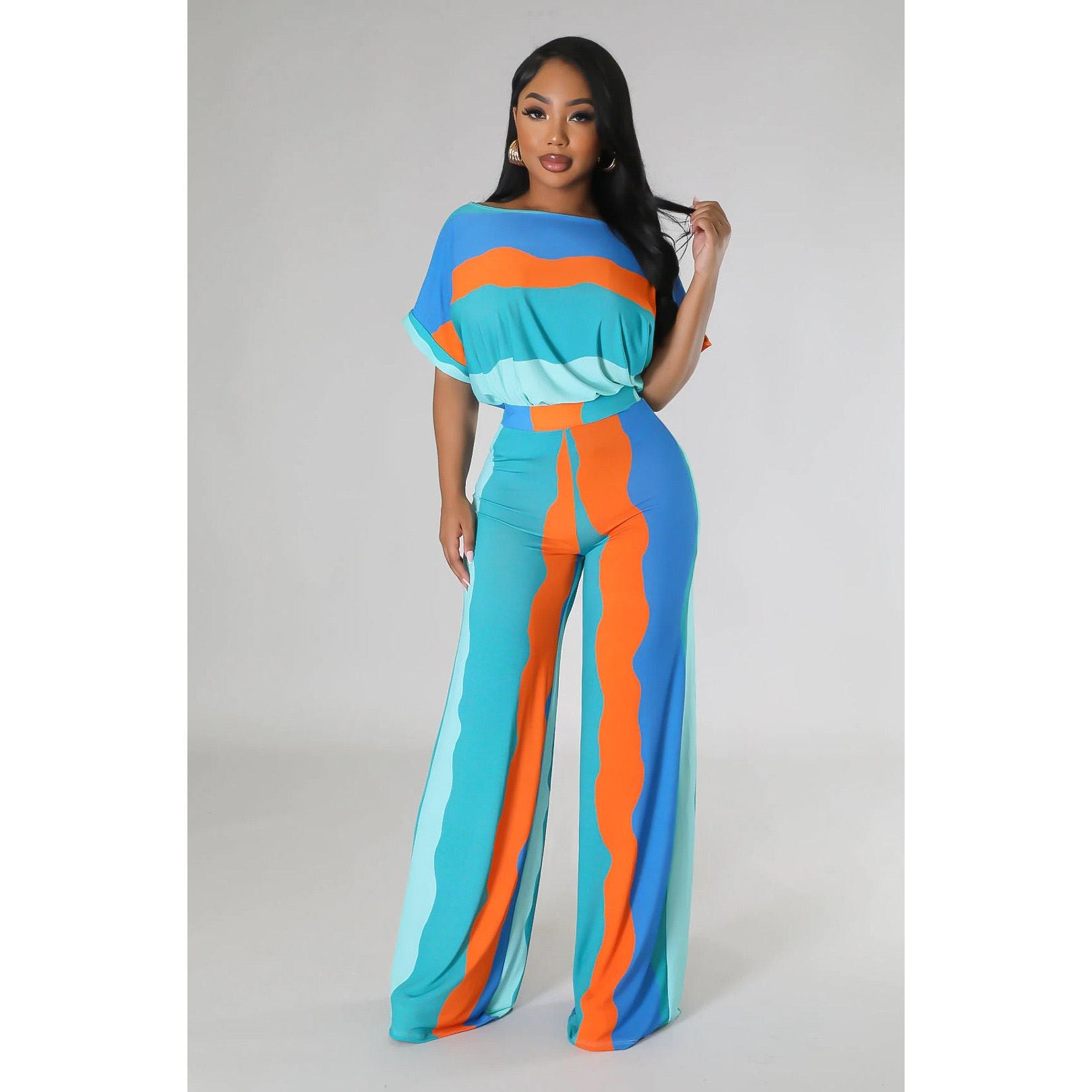 Colorblock 2pc Pant Set Multi