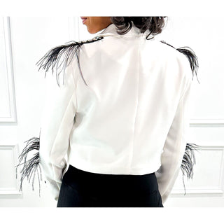 Fortune 500 Feather and Sequins Jacket White