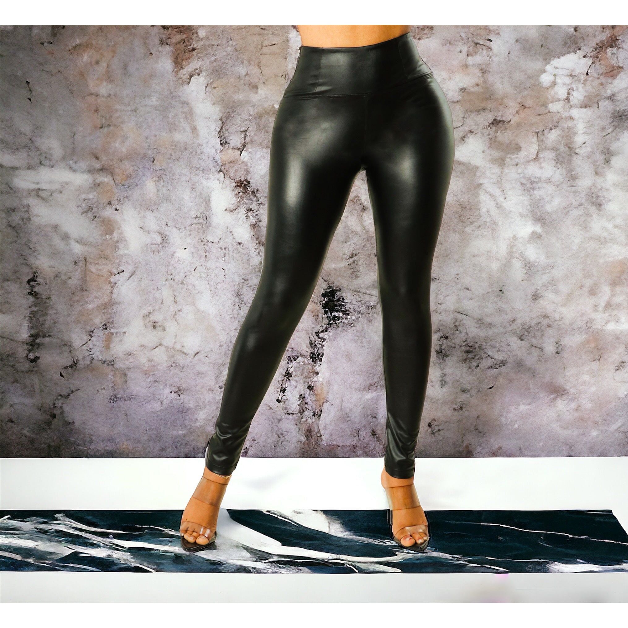 Black High Waist Faux Leather Leggings