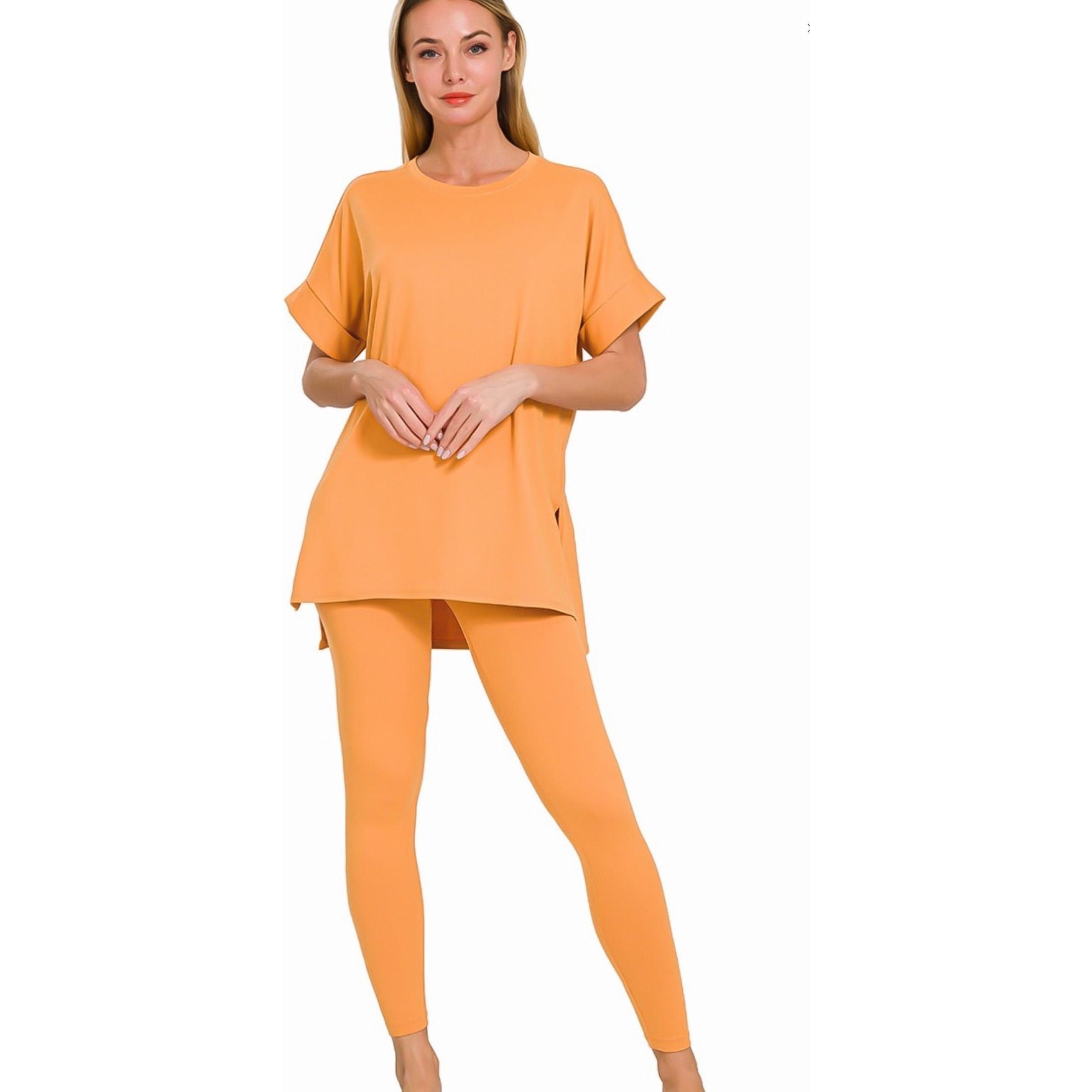 Snap Back Legging Set Apricot