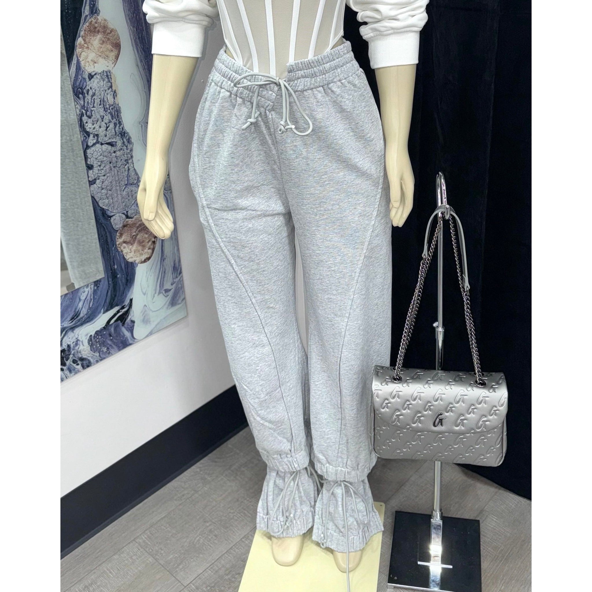 Ankle Tie Joggers Grey