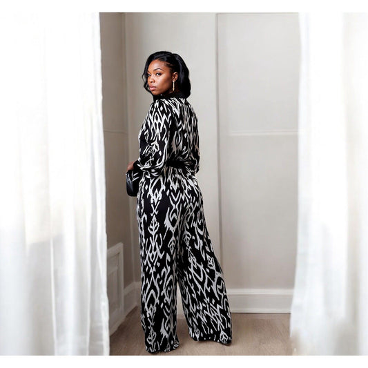 The Panda Print Jumpsuit Black/White