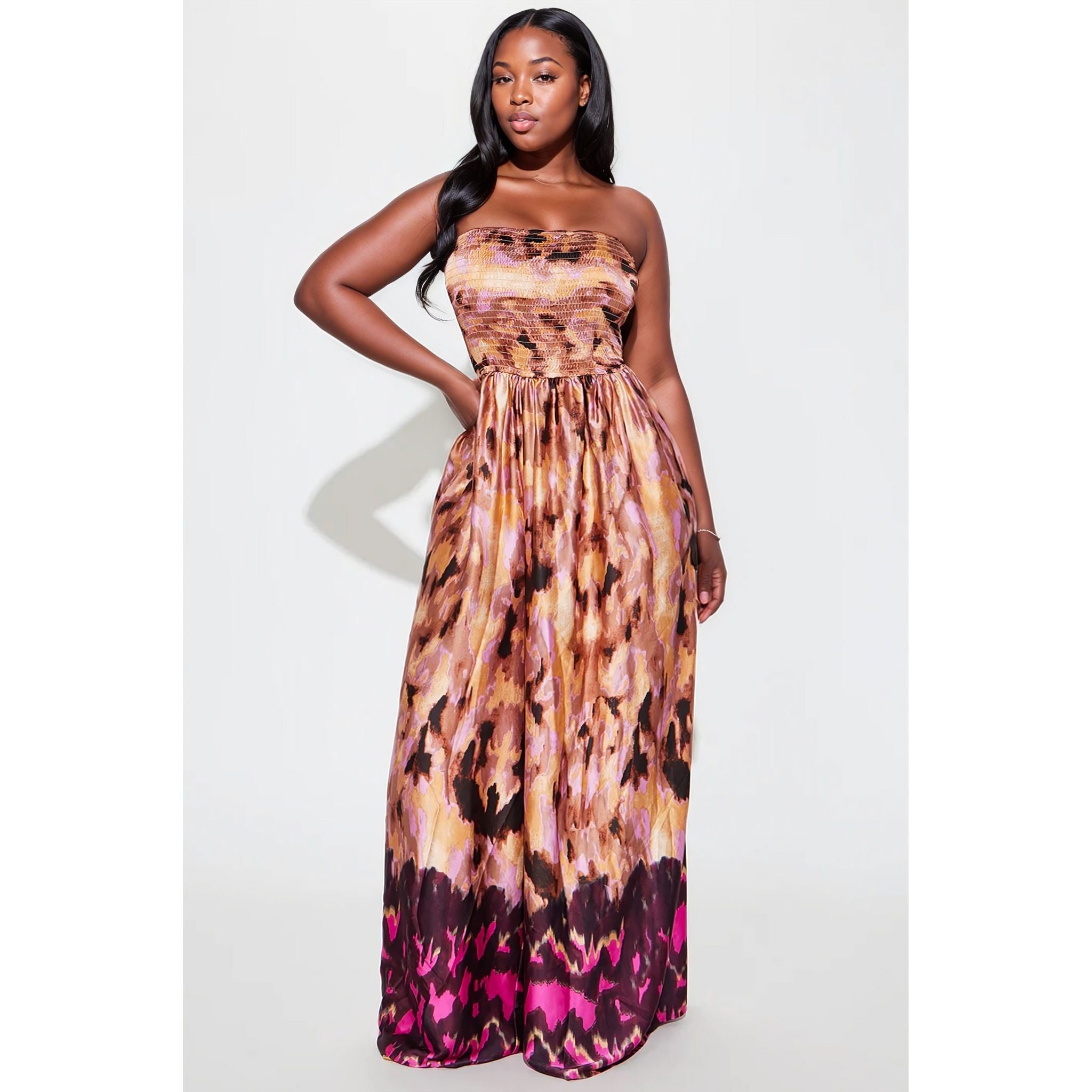 Sultry Satin Wide Leg Jumpsuit Rose Gold