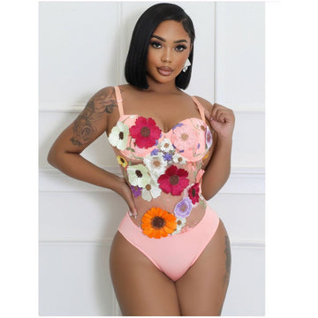 Pretty Petals Bodysuit Coral Multi