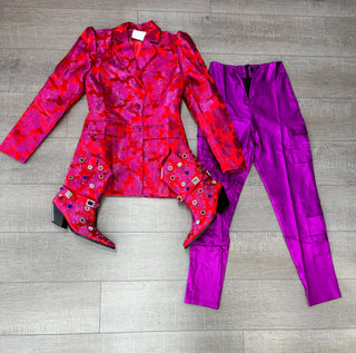 Jacquard Reflections Blazer Red/Fuschia