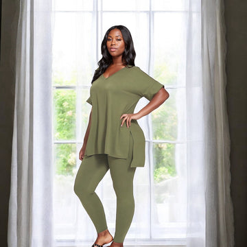 Snap Back Legging Set (Curvy) Lt Olive