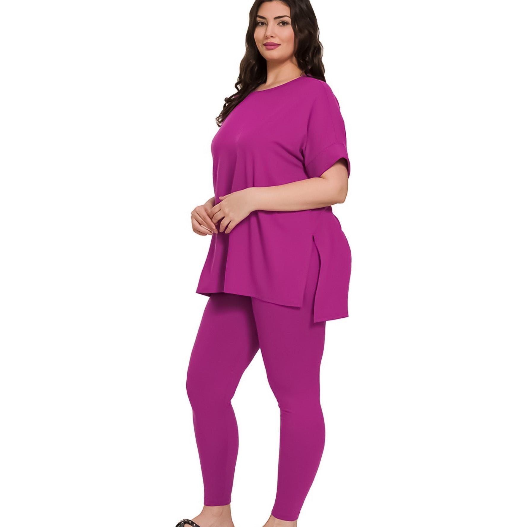 Snap Back Legging Set Plum