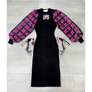 Sequins Sleeve Black Dress