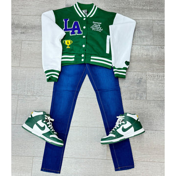 Fleece Champion City Varsity Jacket Green