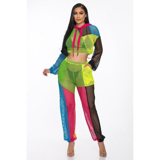 Colorful Crochet Hooded Set