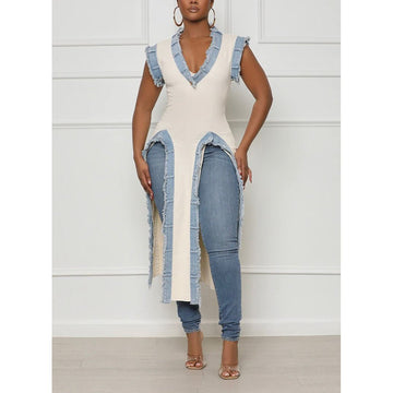 Dare To Do It Denim Midi Top Cream Multi