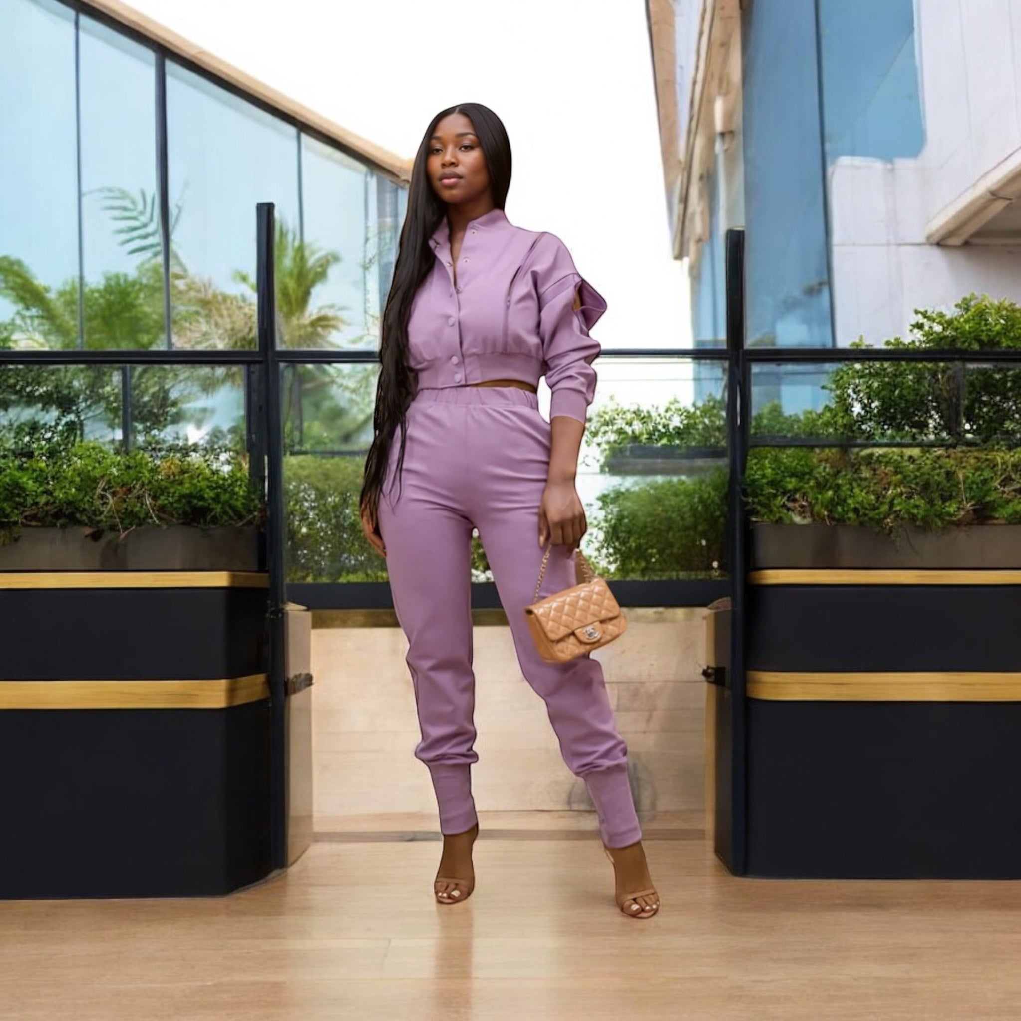 Zip and Chill Jogger Set Purple