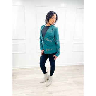 Bedazzled Boss Blazer Teal