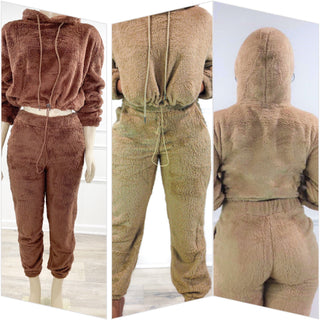 Jogger en molleton doux Lounge Life - Chocolat/Taupe